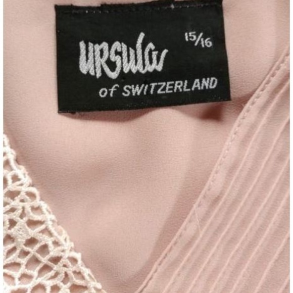 Vintage Ursula of Switzerland Sheer Pink Dress M - Picture 8 of 8